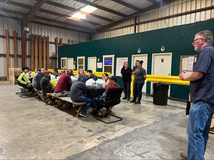 Plant Manager Ward Brasseal addresses the team at their safety luncheon